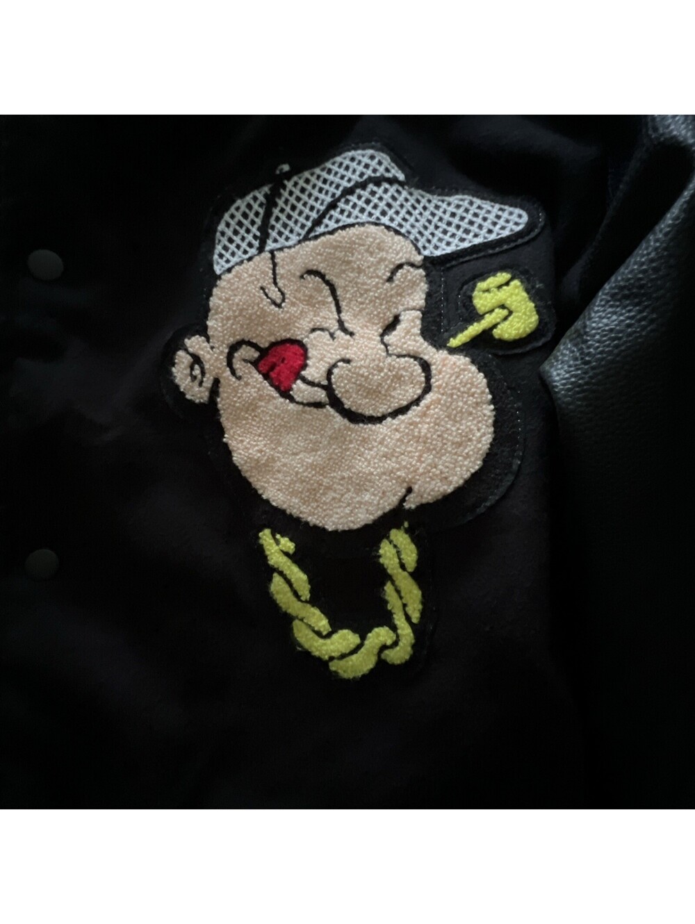 Reason Clothing X Popeye Mens XXL Varsity Bomber Jacket Chasing Cash Patches EUC - Picture 9 of 11